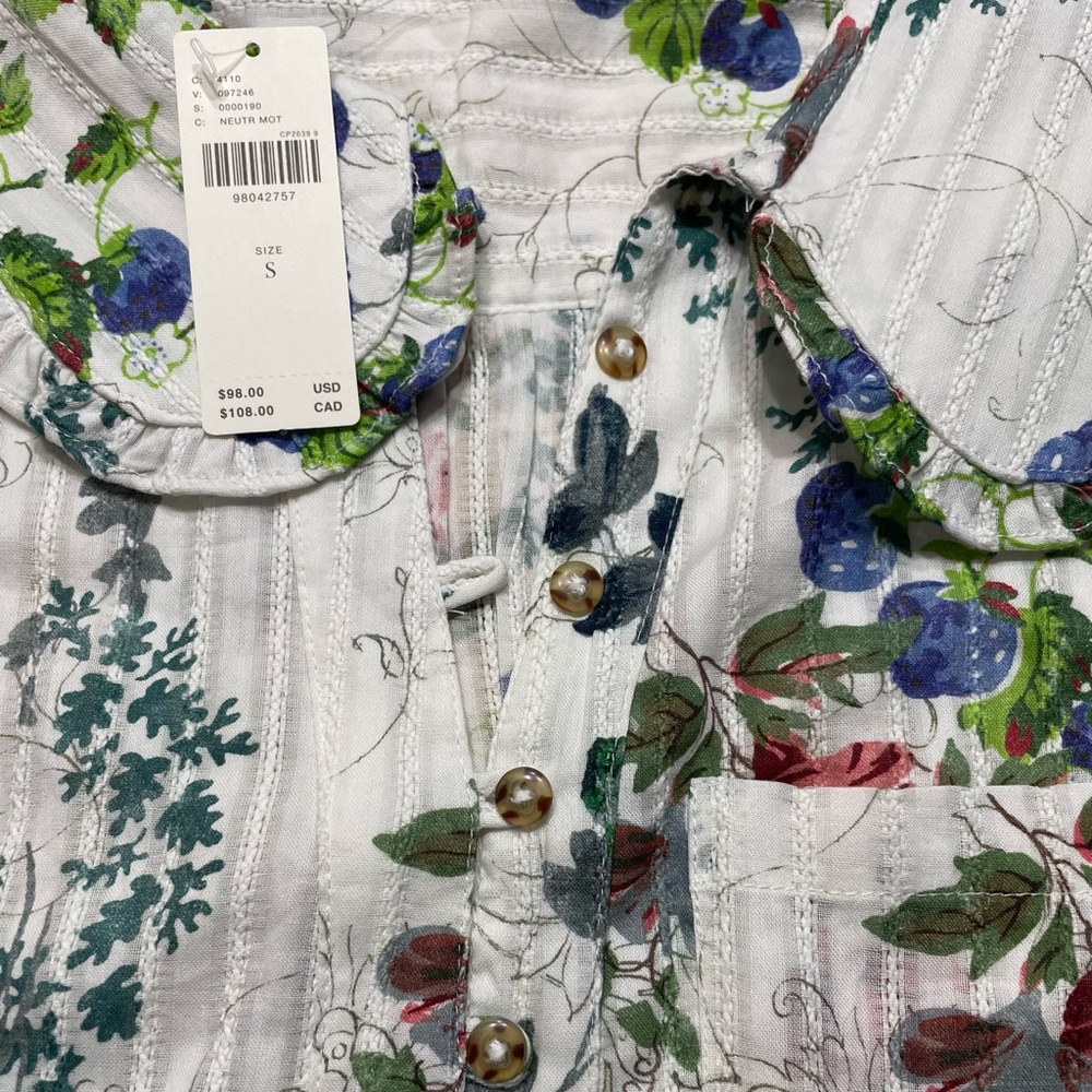 Pilcro by Anthropologie The Kiera Collard Button Front Blouse Size Small NWT - Picture 10 of 11